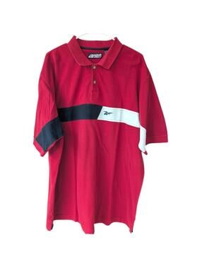 Vintage 90s Reebok Golf Shirt Mens XL Colorblock Red Polo Short Sleeve 25.5x33
